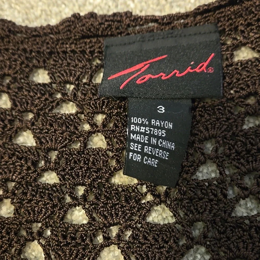 Torrid size 3 Crochet Shrug Brown - Picture 2 of 6
